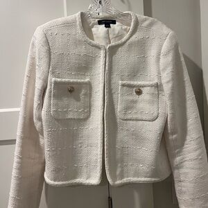 Ann Taylor White Tweed jacket/blazer with breast pockets
